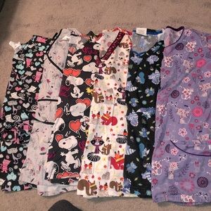 Lot of 6 scrub tops